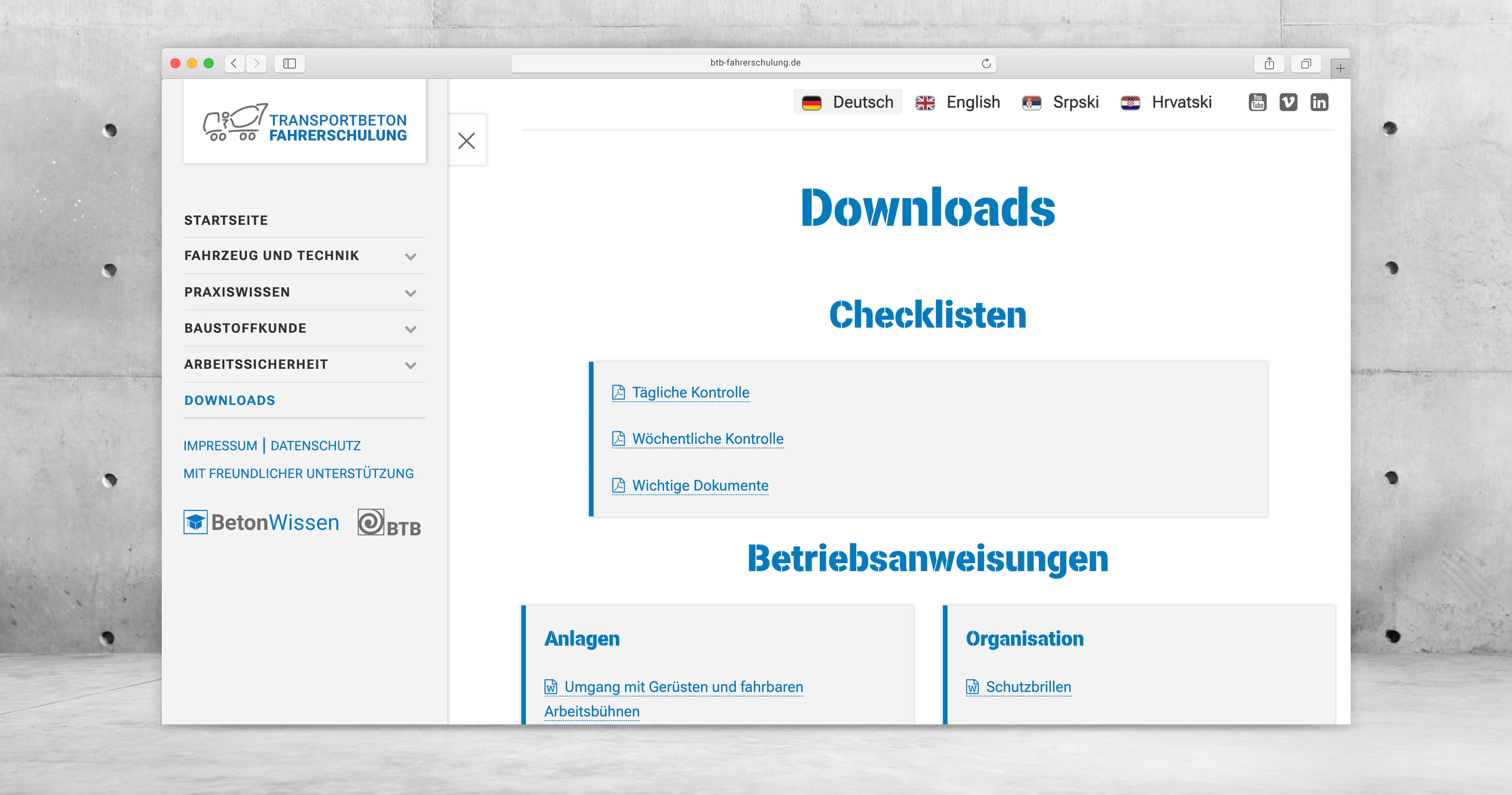 BTB-Fahrerschulung – Downloads